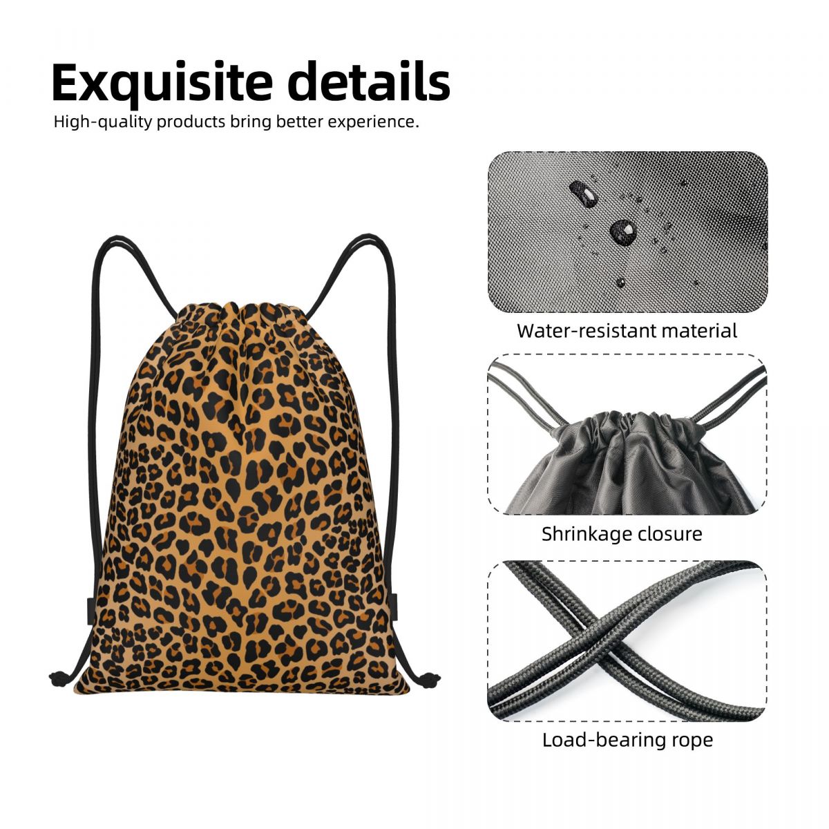 Custom Leopard Print Drawstrin - Women'S Yoga Bags review and price