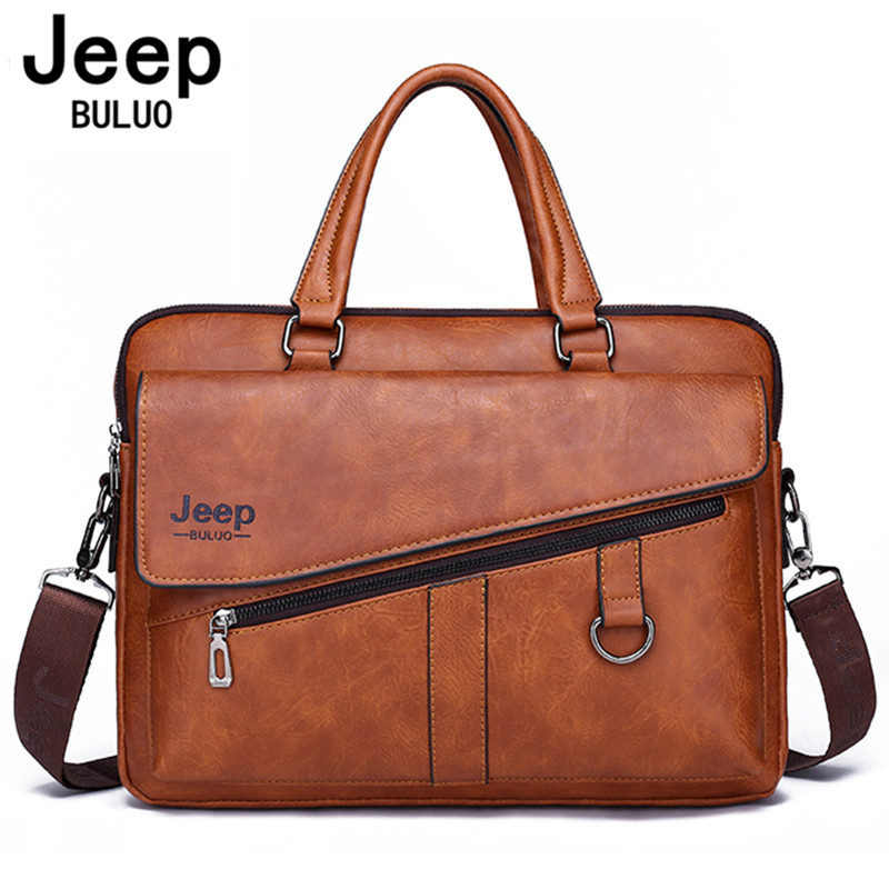 JEEP BULUO Men Briefcase Split - Doctor Bag Leather review and price