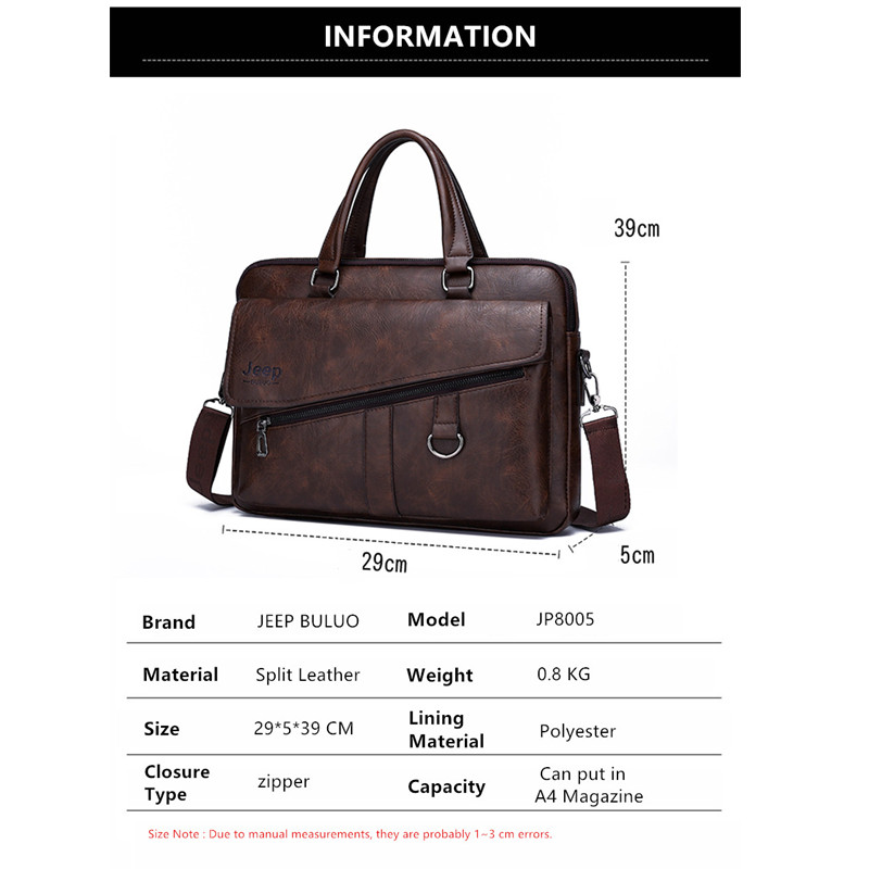 JEEP BULUO Men Briefcase Split - Doctor Bag Leather review and price