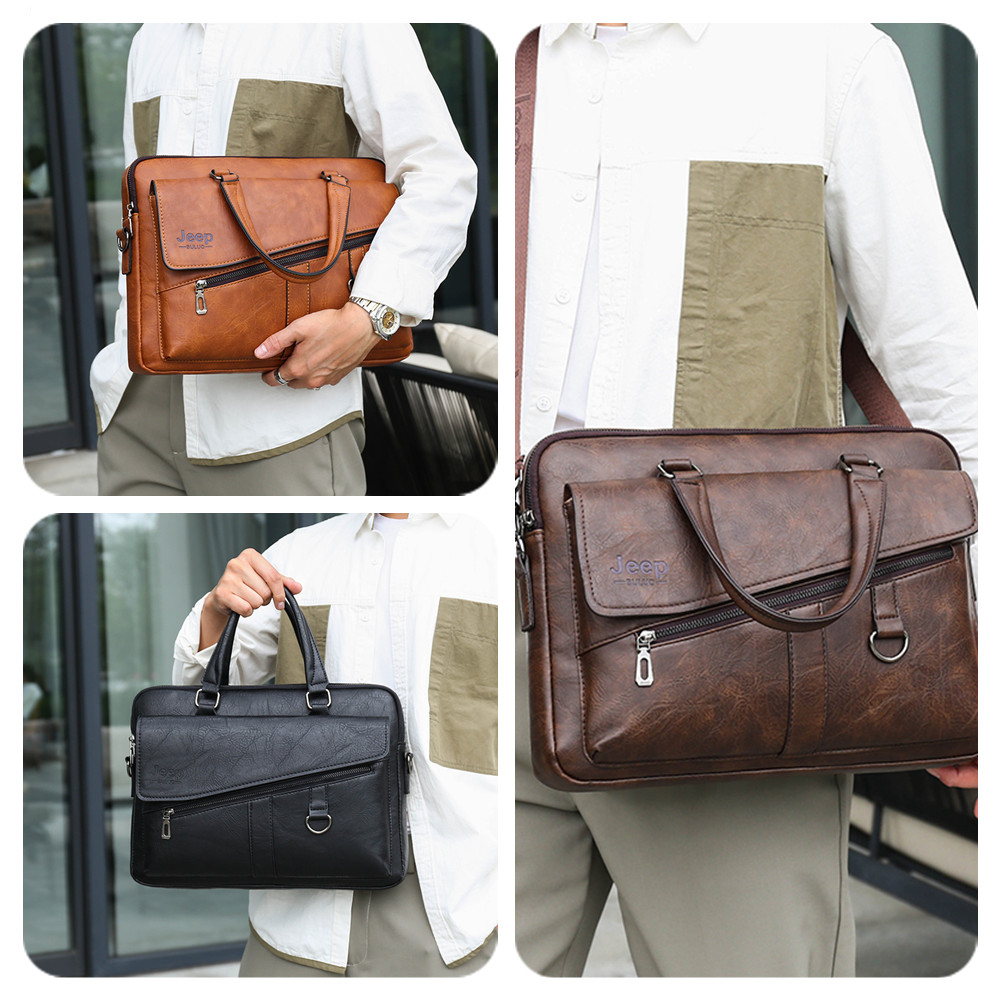 JEEP BULUO Men Briefcase Split - Doctor Bag Leather review and price