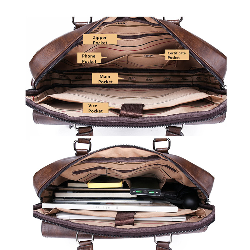 JEEP BULUO Men Briefcase Split - Doctor Bag Leather review and price