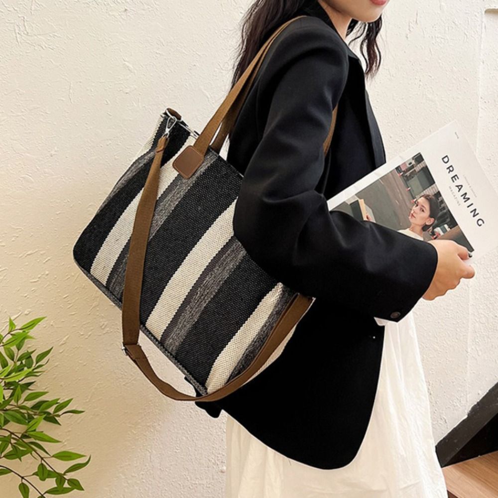 New Cloth Striped Tote Bag Adj - Women Bags For Office review and price